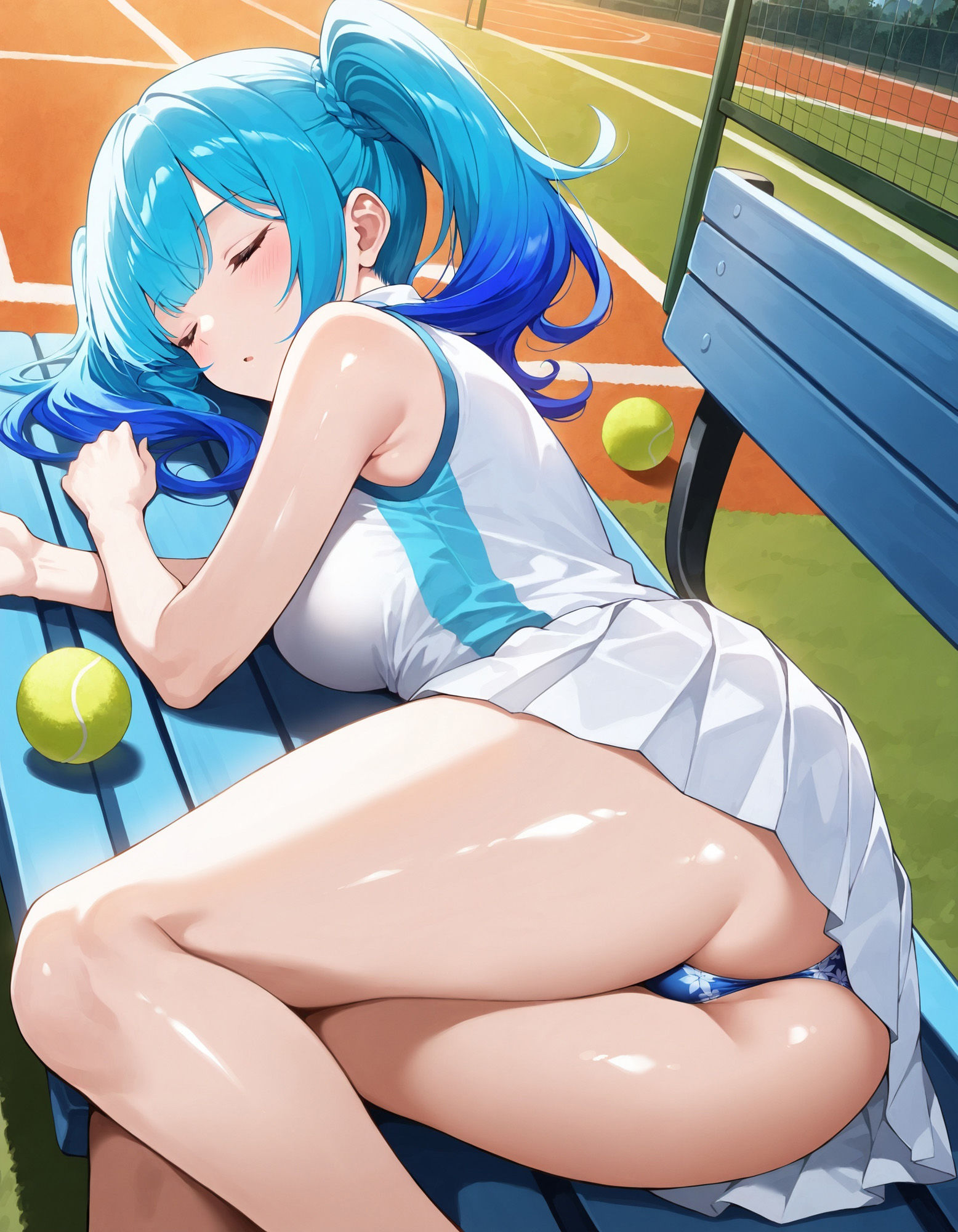 テニスウェアで寝そべりパンチラ サンプル6ページ目