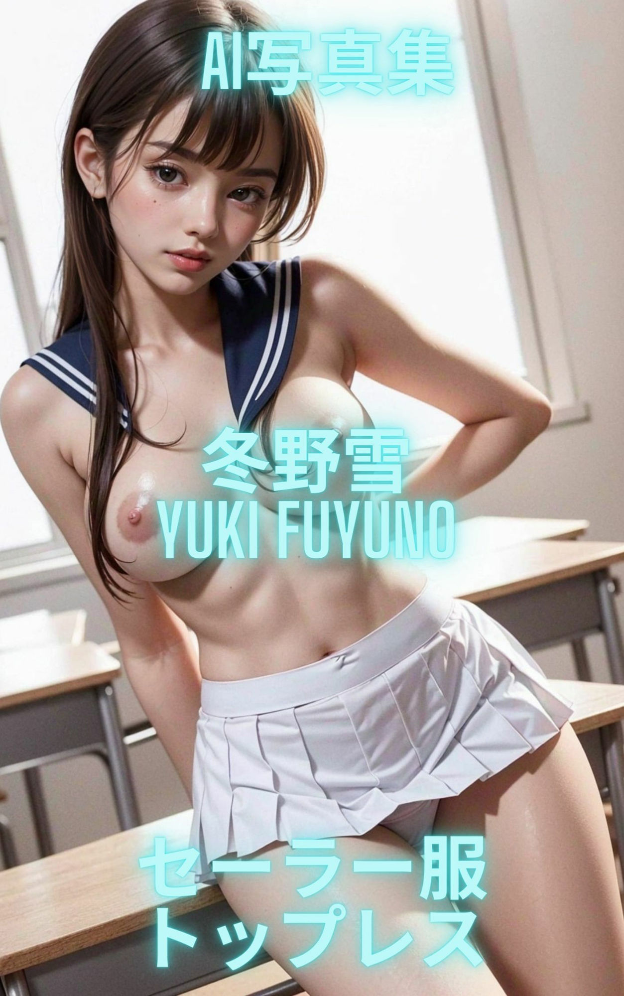 AI写真集 冬野雪 Yuki Fuyuno セーラー制服トップレス サンプル2ページ目