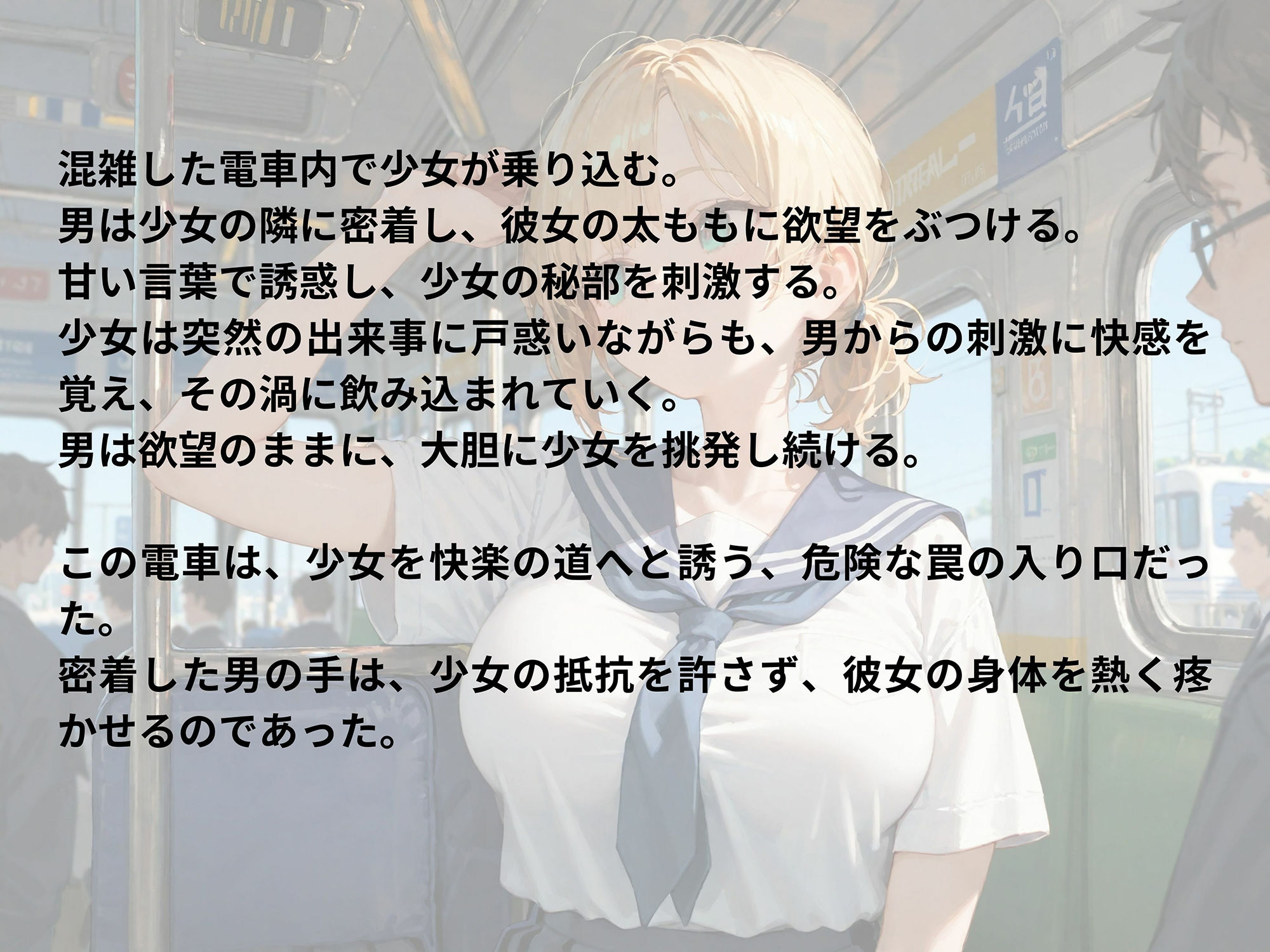 痴●電車 揺れる電車乱れる女子校生 サンプル1ページ目