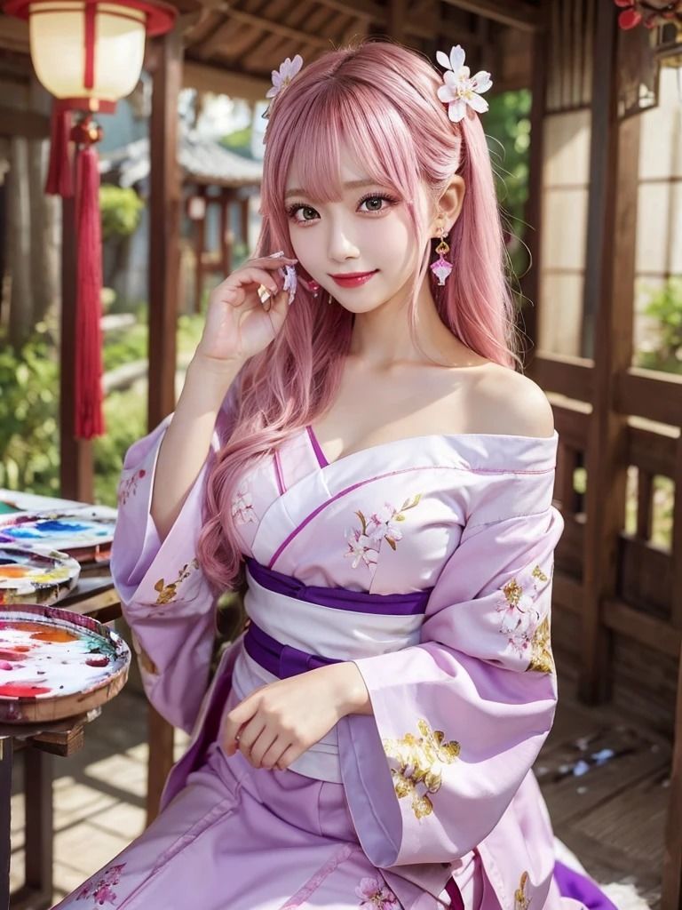 紅桜夢幻:ピンク髪の花魁絵巻 サンプル1ページ目