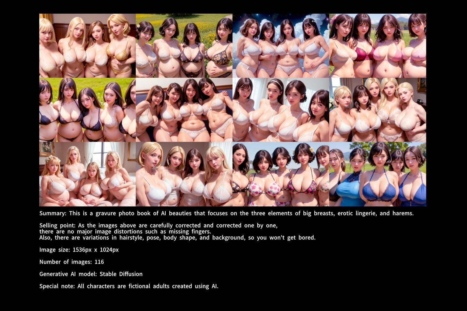 巨乳エロ下着ハーレムの至福  AI美女グラビア写真集 サンプル2ページ目