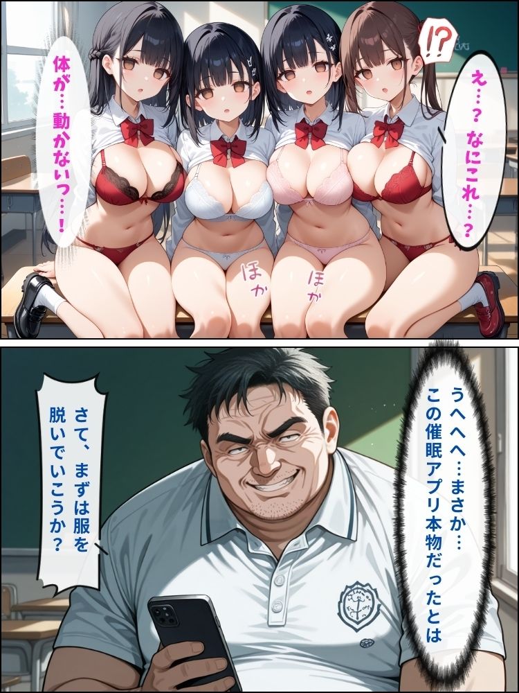 催●スマホで先生の言うことは絶対…制服少女たちの服従教室【セリフ付き】 サンプル4ページ目