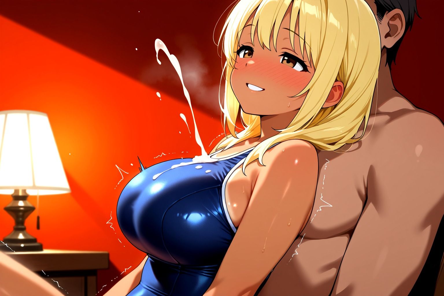 日焼け跡のビッチ巨乳ギャルに性教育を試みた サンプル1ページ目