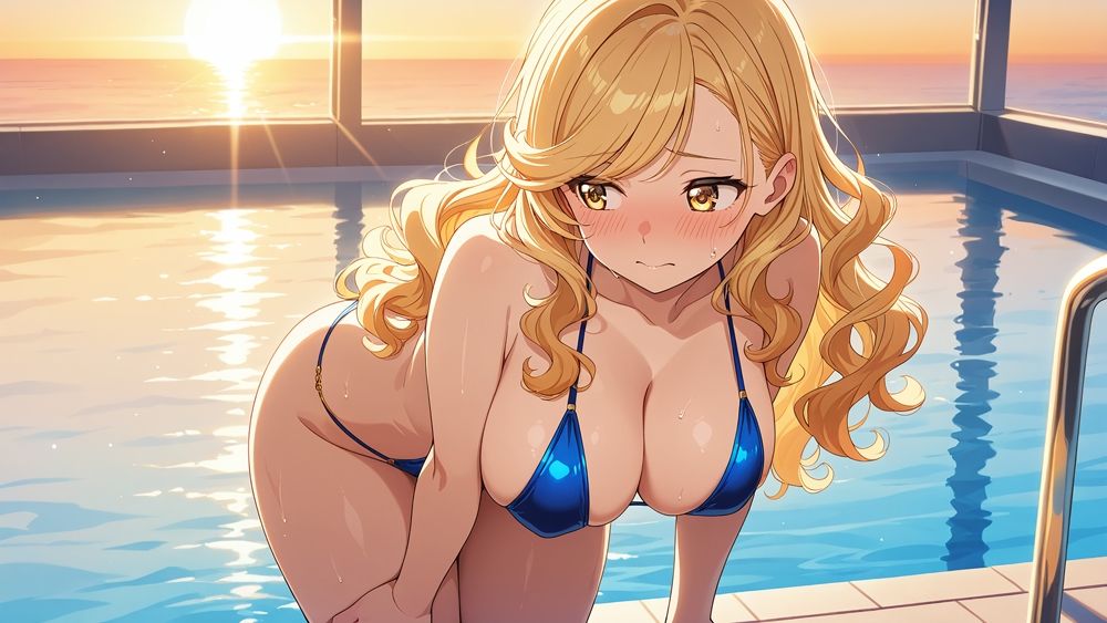 カメラの前で乱れる金髪と黒髪の爆乳グラドル サンプル2ページ目