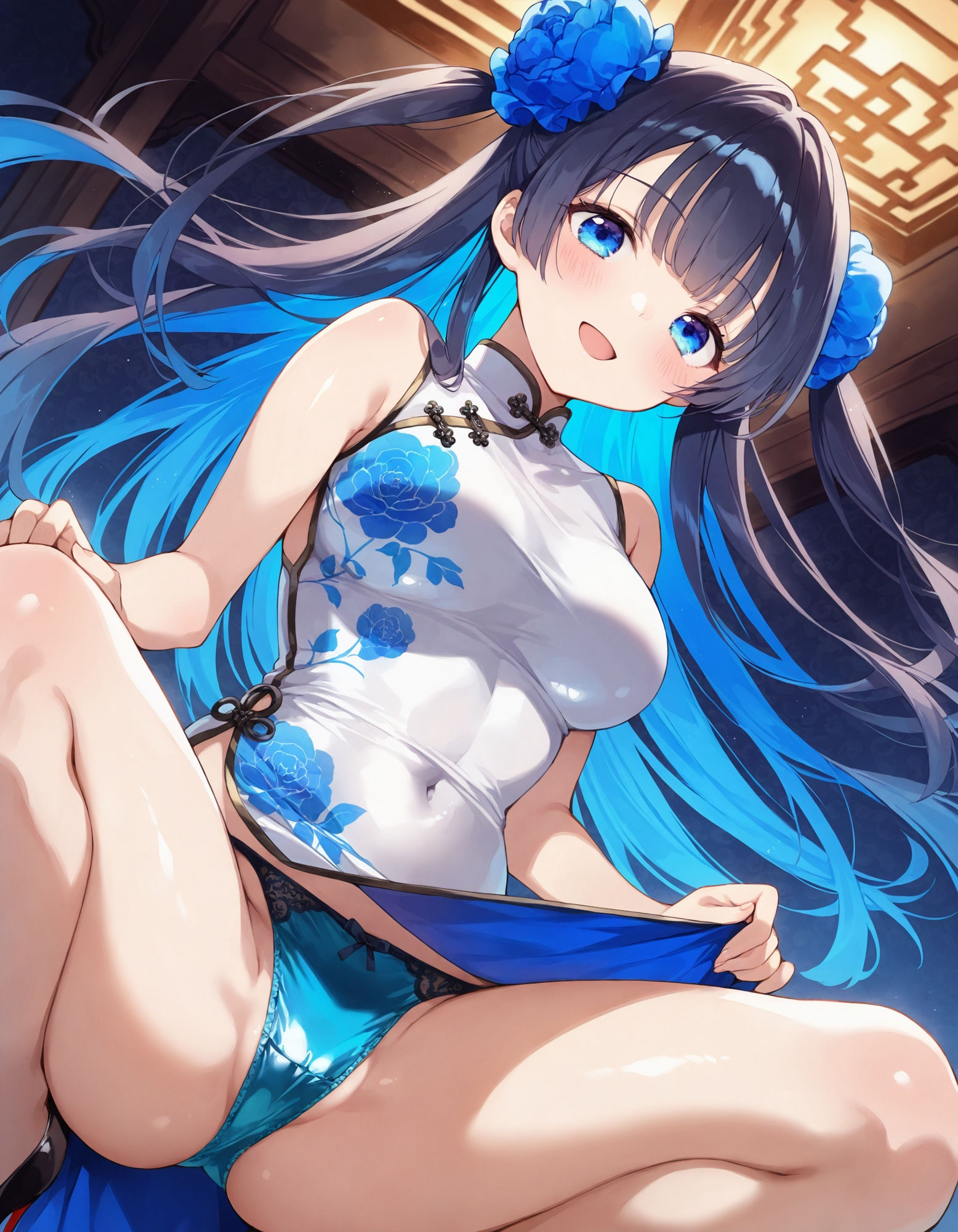 チャイナドレスでしゃがみパンチラ サンプル3ページ目