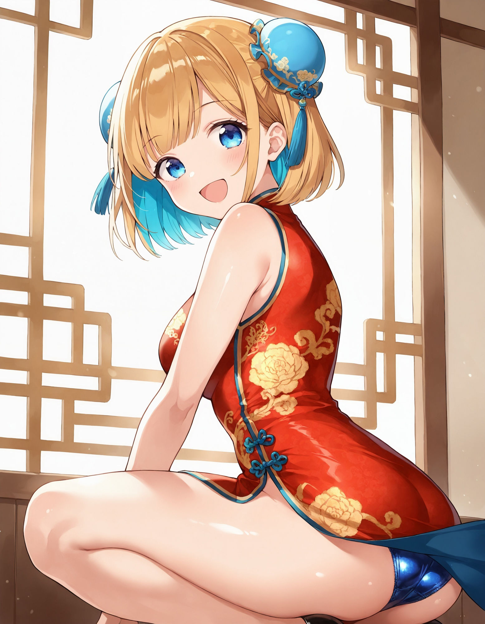 チャイナドレスでしゃがみパンチラ サンプル7ページ目
