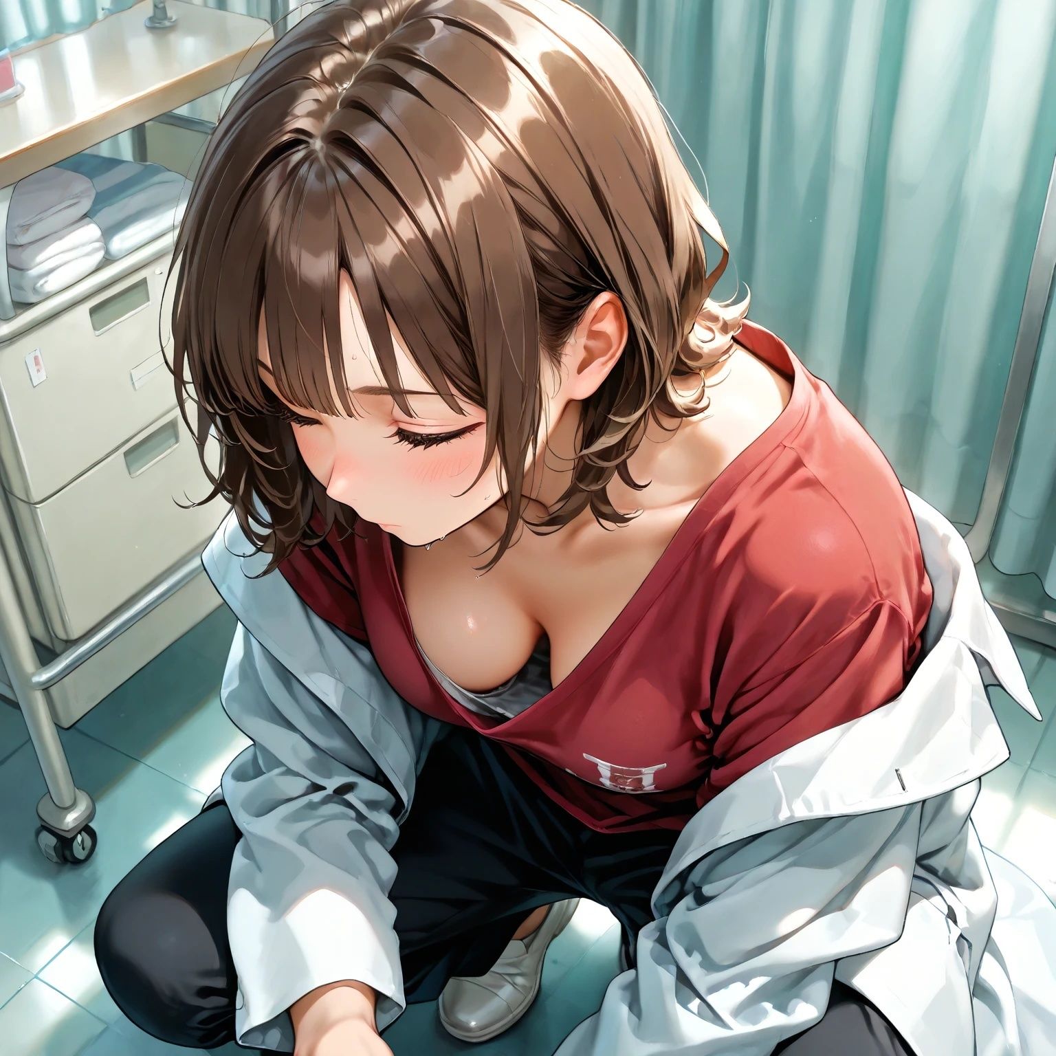 AIイラスト  保険の先生「藤崎美桜の日常」 サンプル2ページ目