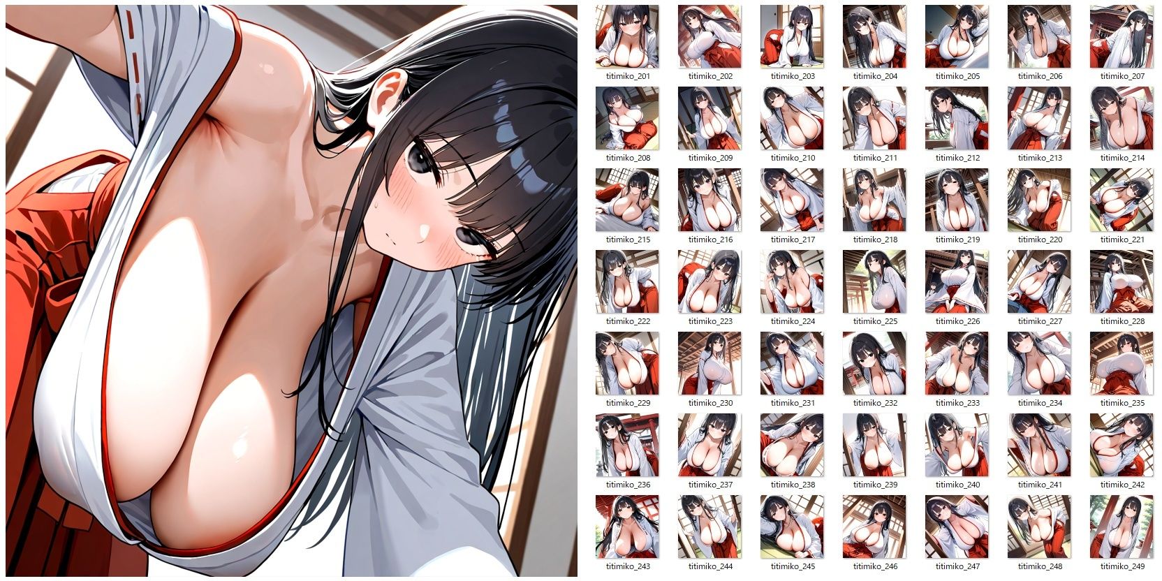 爆乳垂れ乳巫女さんのおっぱいを服の上から眺めるだけのCG集 サンプル5ページ目