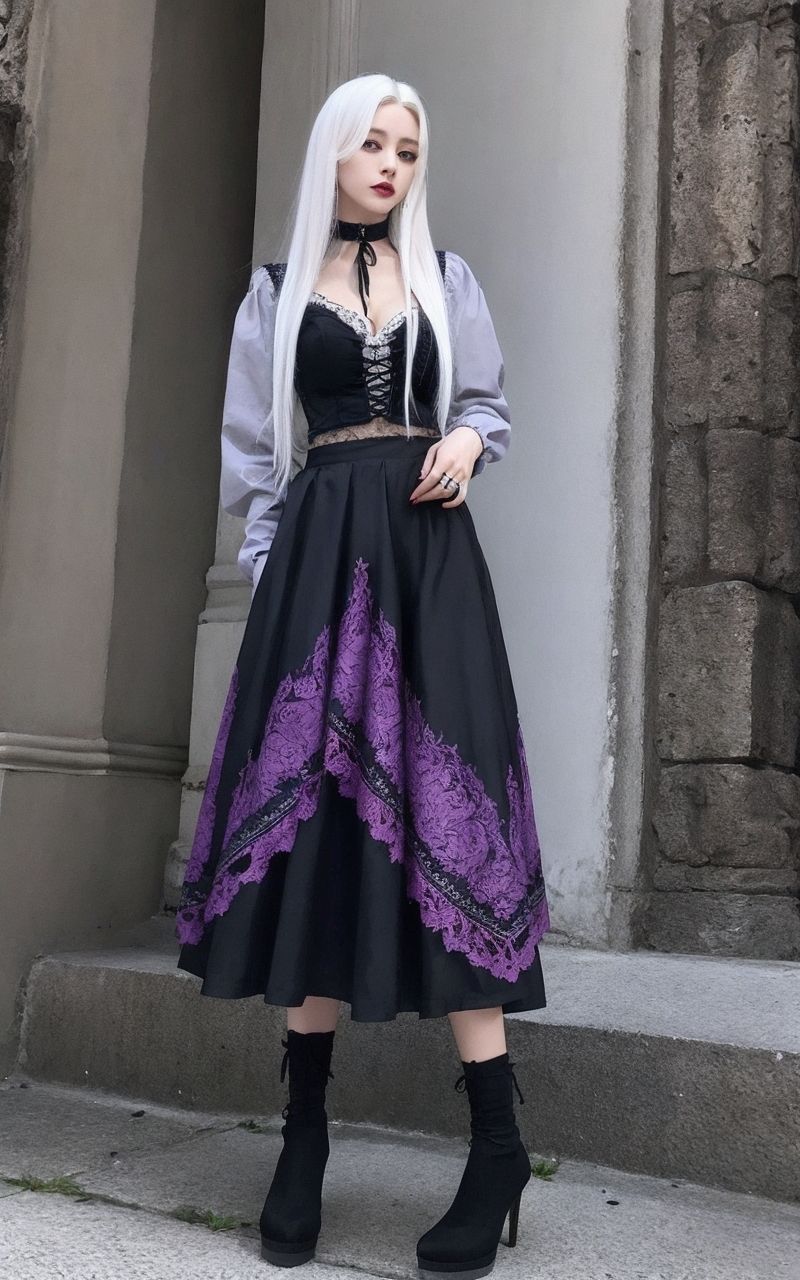 AI美女写真集┃黒スカートの美女 サンプル2ページ目