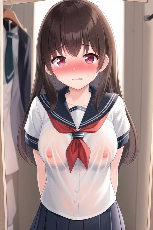 透け透けの制服を着せられて恥ずかしがっているJK サンプル2ページ目