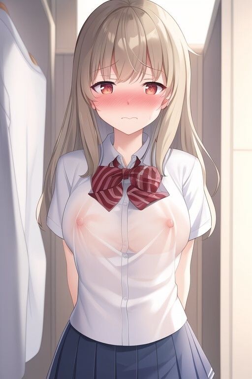 透け透けの制服を着せられて恥ずかしがっているJK サンプル3ページ目