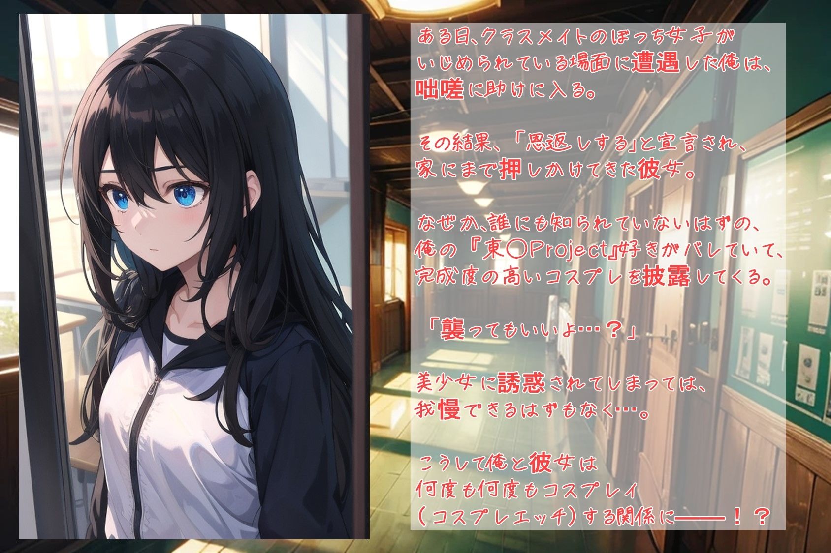 クラスのぼっち女子を助けたら〜クール系なカノジョと東〇Projectでコスプレイ？〜 サンプル1ページ目
