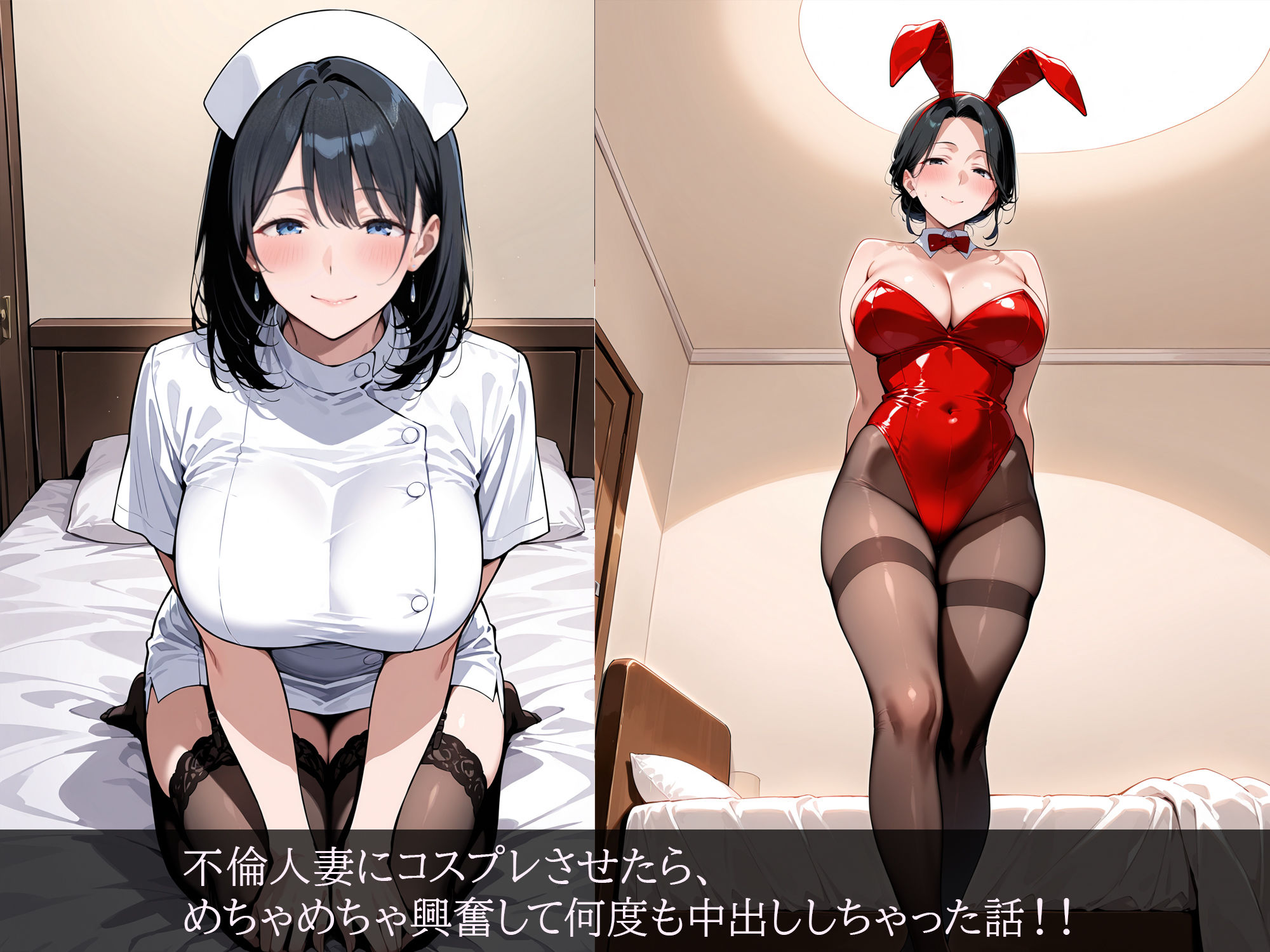 コスプレ人妻〜ナース、バニーガール、メイド編〜 サンプル1ページ目
