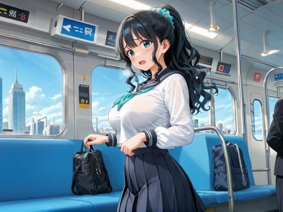 爆乳美女を電車の中で危険日種付けセックス サンプル1ページ目