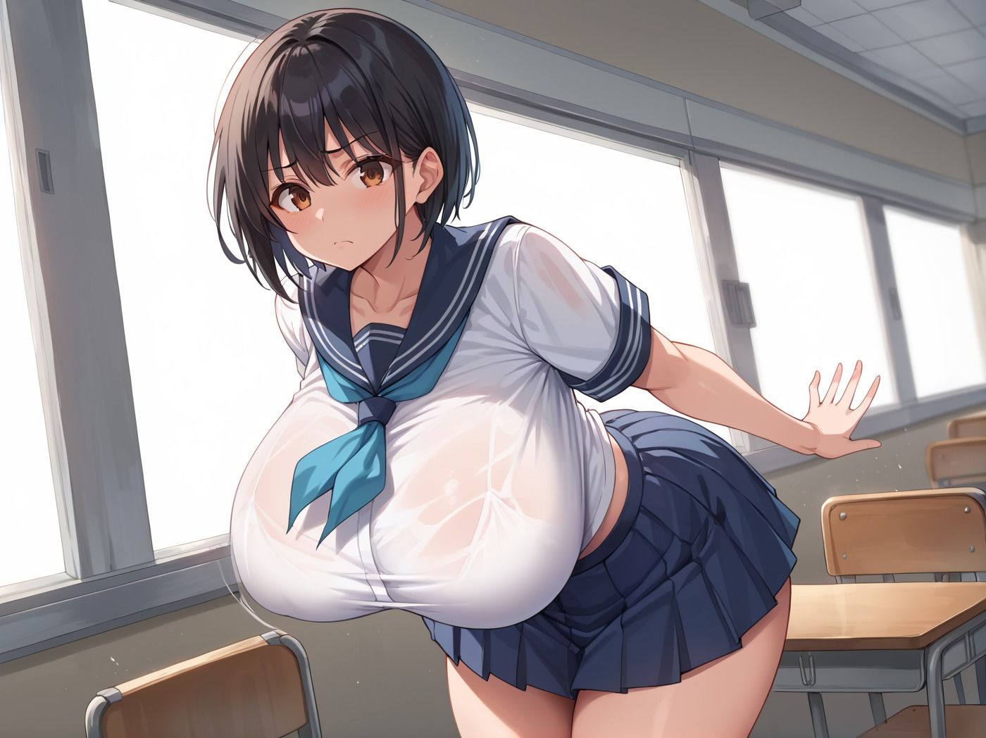 クラスメイトの爆乳委員長を種付け指導 サンプル5ページ目