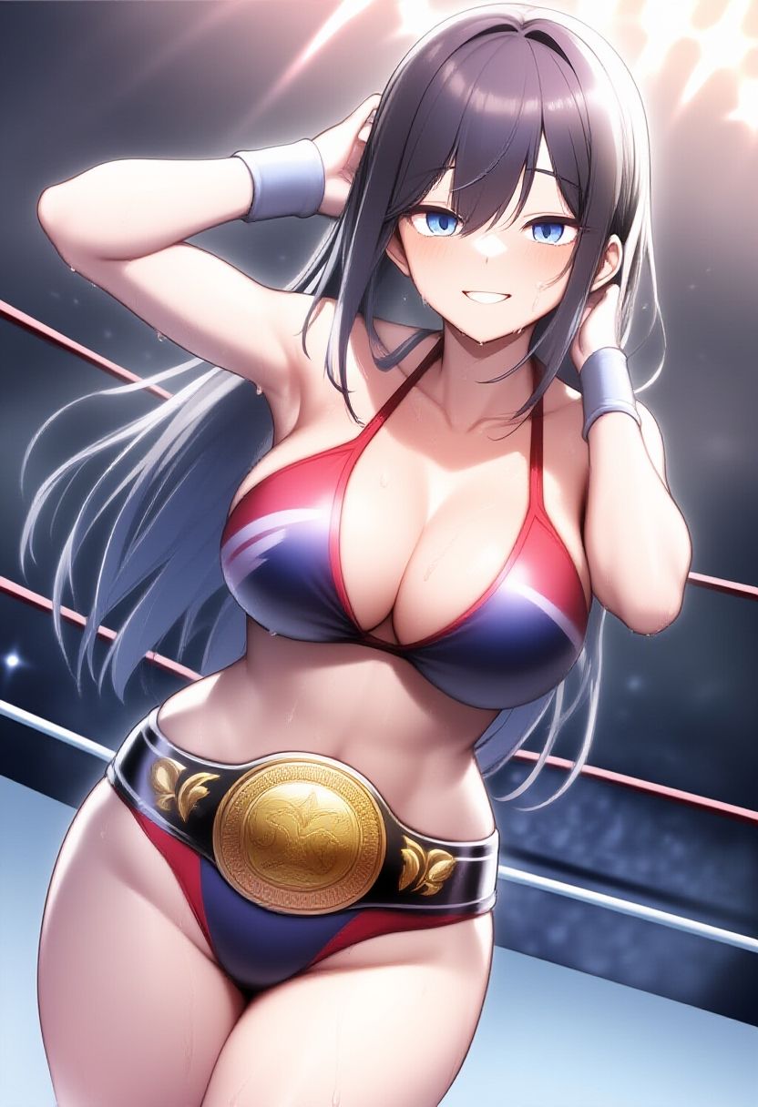 女子プロレス美少女AIイラストコレクション2 勝利ポーズ編 サンプル1ページ目
