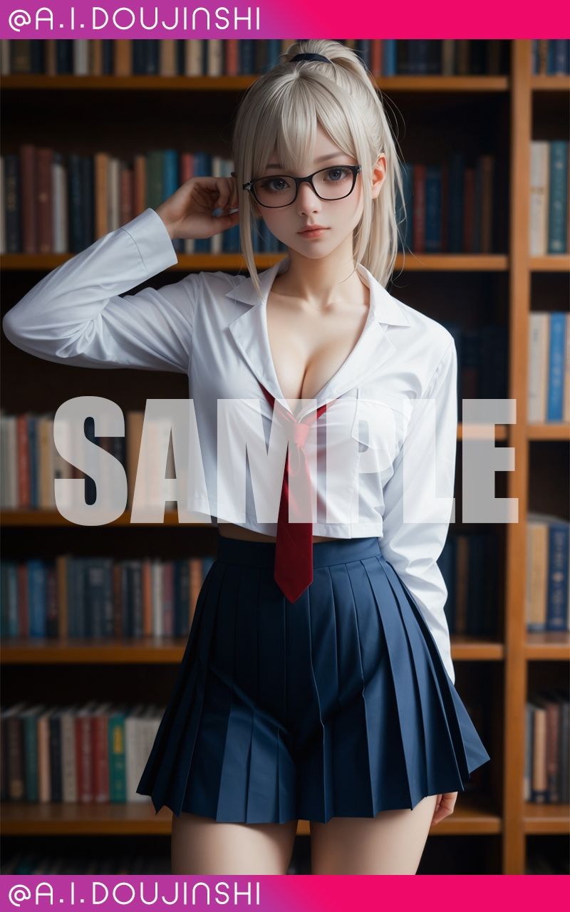 図書館で出逢った彼女は、秘密を抱えた爆乳美少女@AI同人誌vol.096 サンプル2ページ目