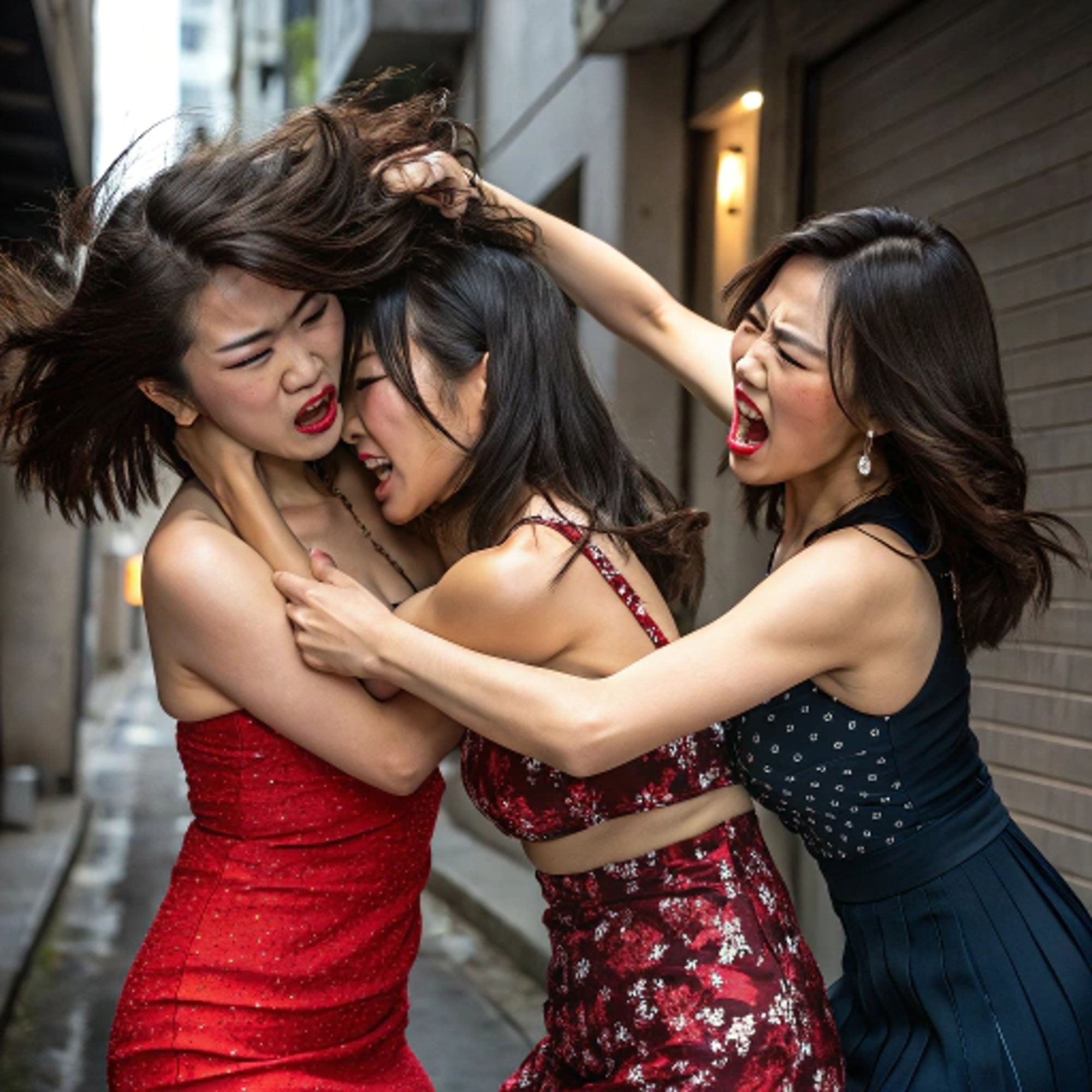 女同士の喧嘩は美しい キャットファイト Catfight レズビアン レズビアンバトル 百合 AI写真集、AI動画集  2 サンプル1ページ目