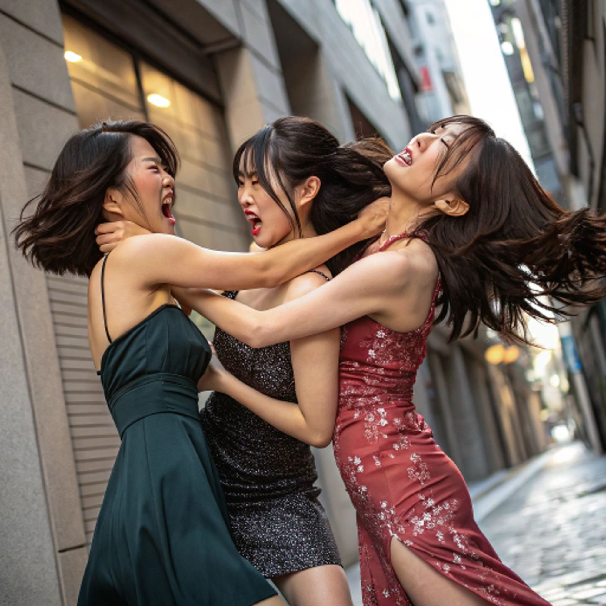女同士の喧嘩は美しい キャットファイト Catfight レズビアン レズビアンバトル 百合 AI写真集、AI動画集  2 サンプル2ページ目