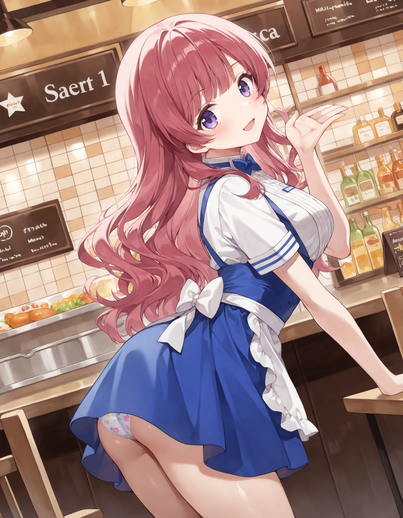 ウェイトレスの前かがみパンチラ サンプル2ページ目