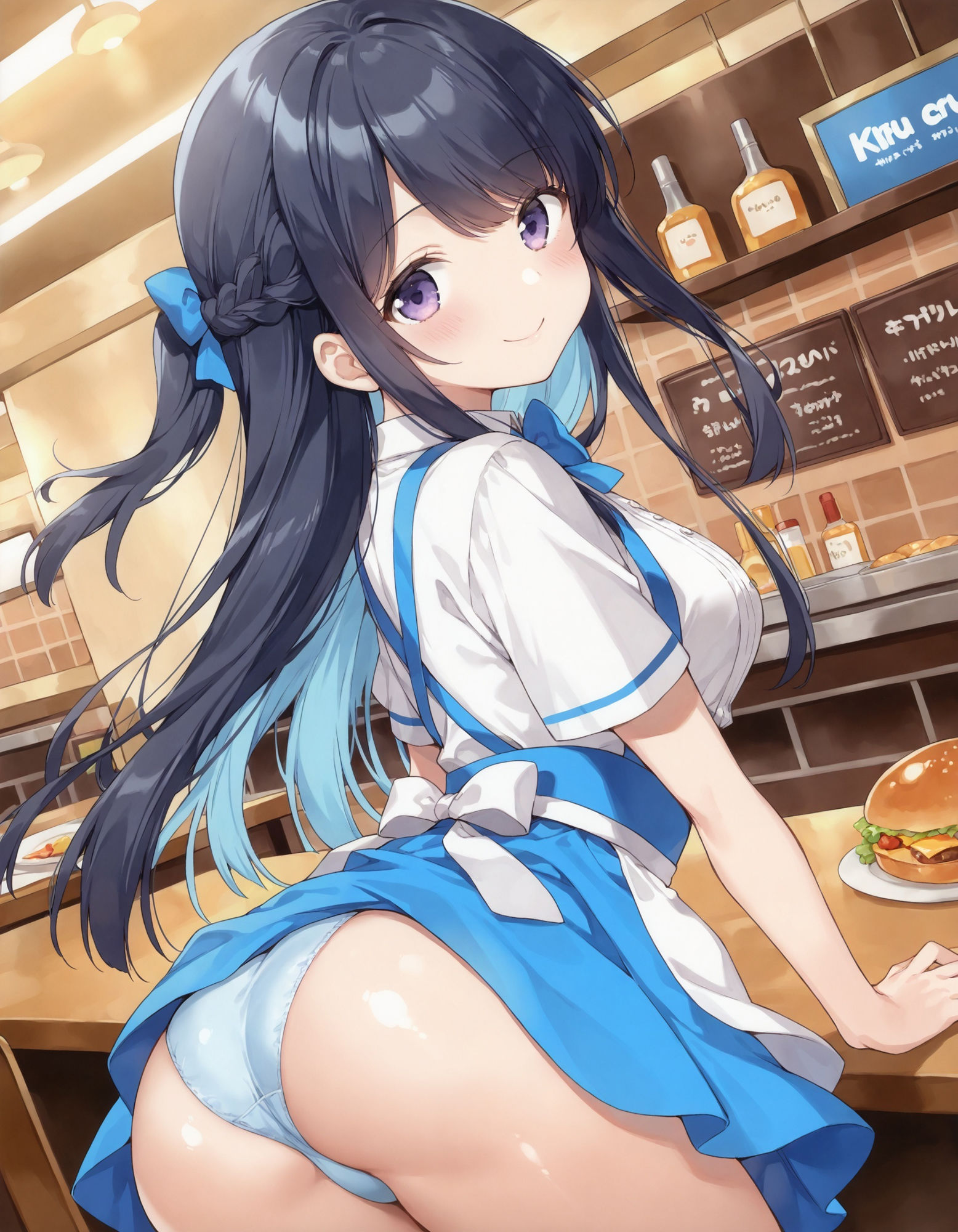 ウェイトレスの前かがみパンチラ サンプル3ページ目