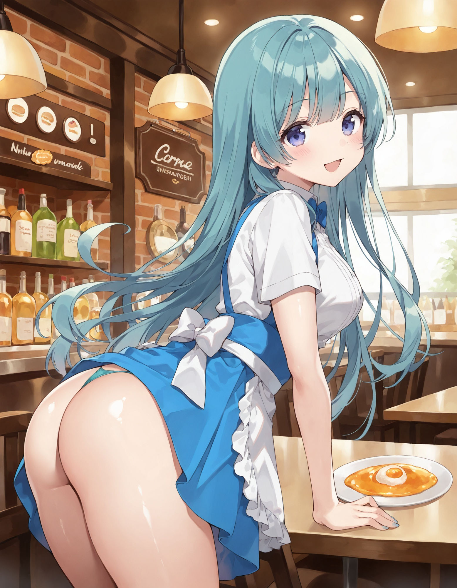 ウェイトレスの前かがみパンチラ サンプル4ページ目