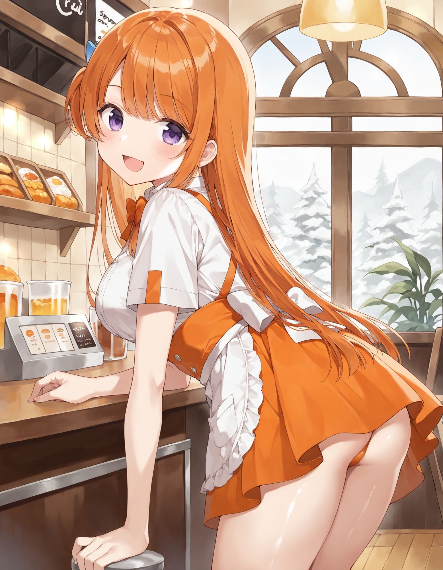 ウェイトレスの前かがみパンチラ サンプル6ページ目