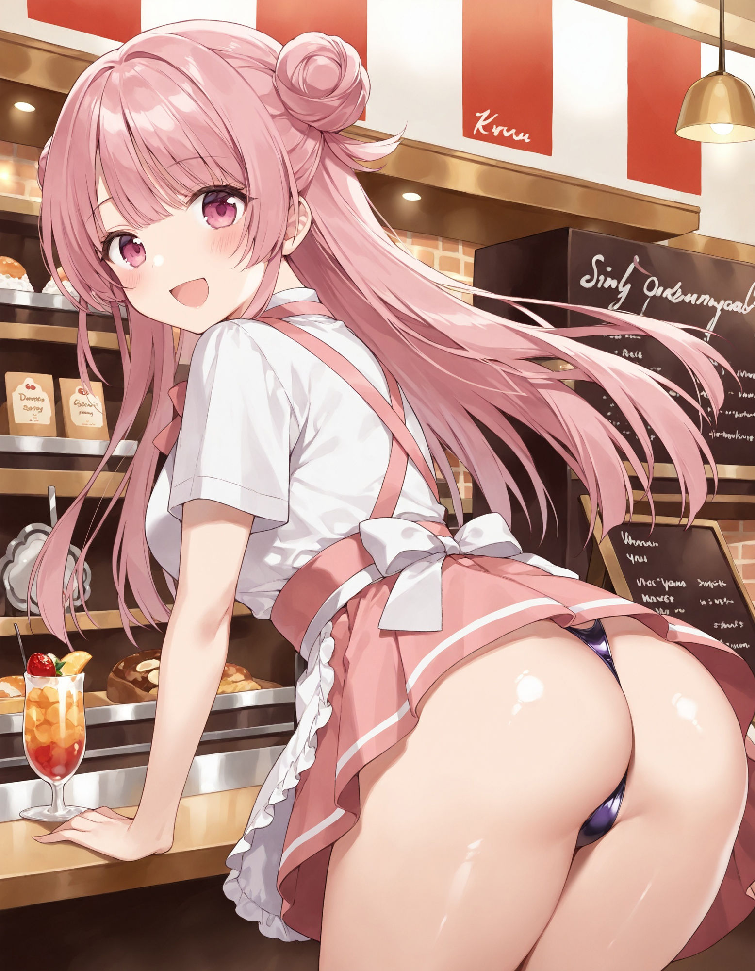 ウェイトレスの前かがみパンチラ サンプル7ページ目
