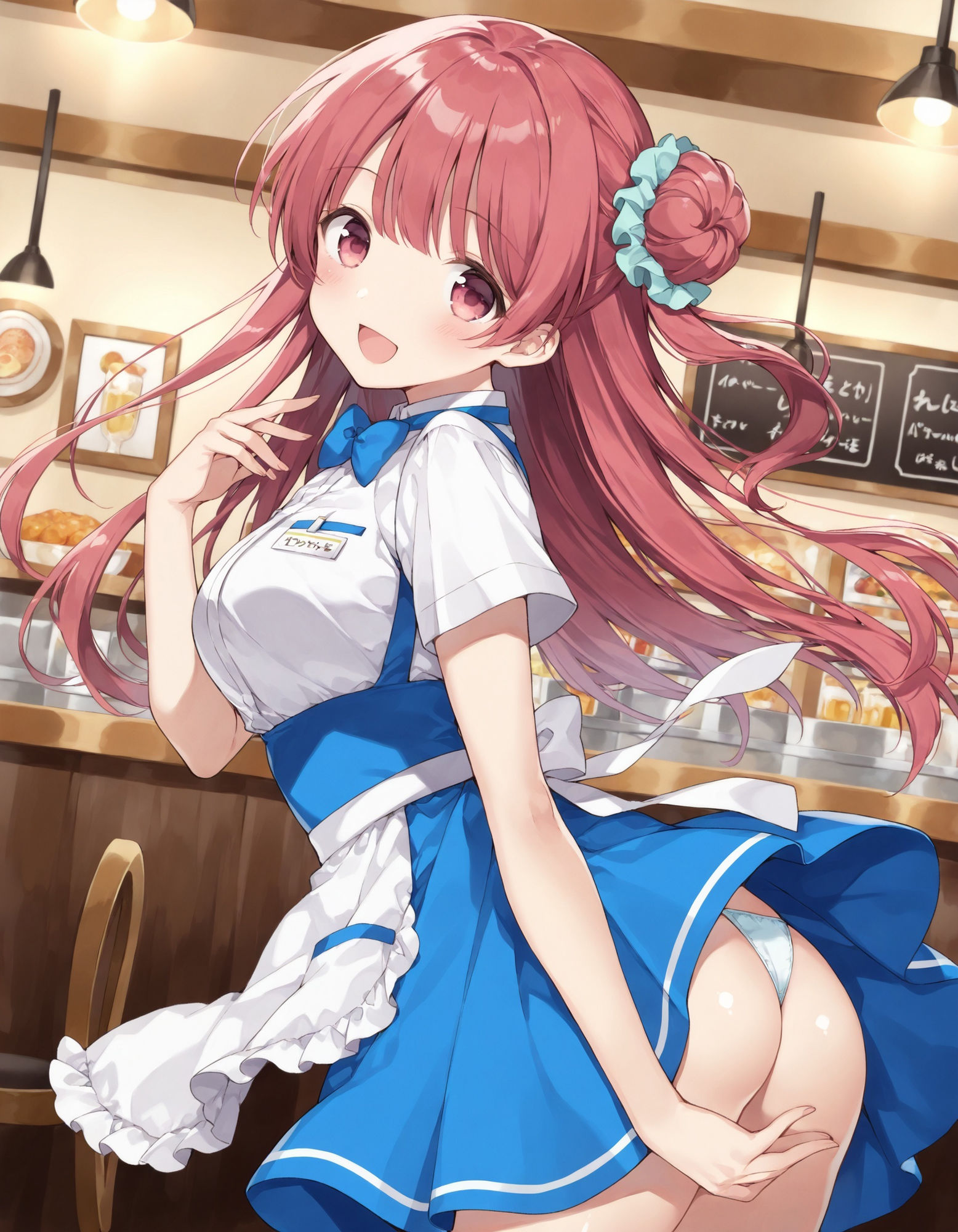 ウェイトレスの前かがみパンチラ サンプル8ページ目
