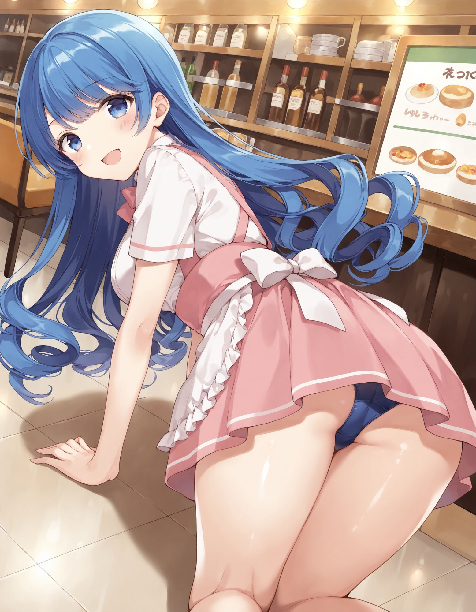 ウェイトレスの四つん這いパンチラ サンプル2ページ目
