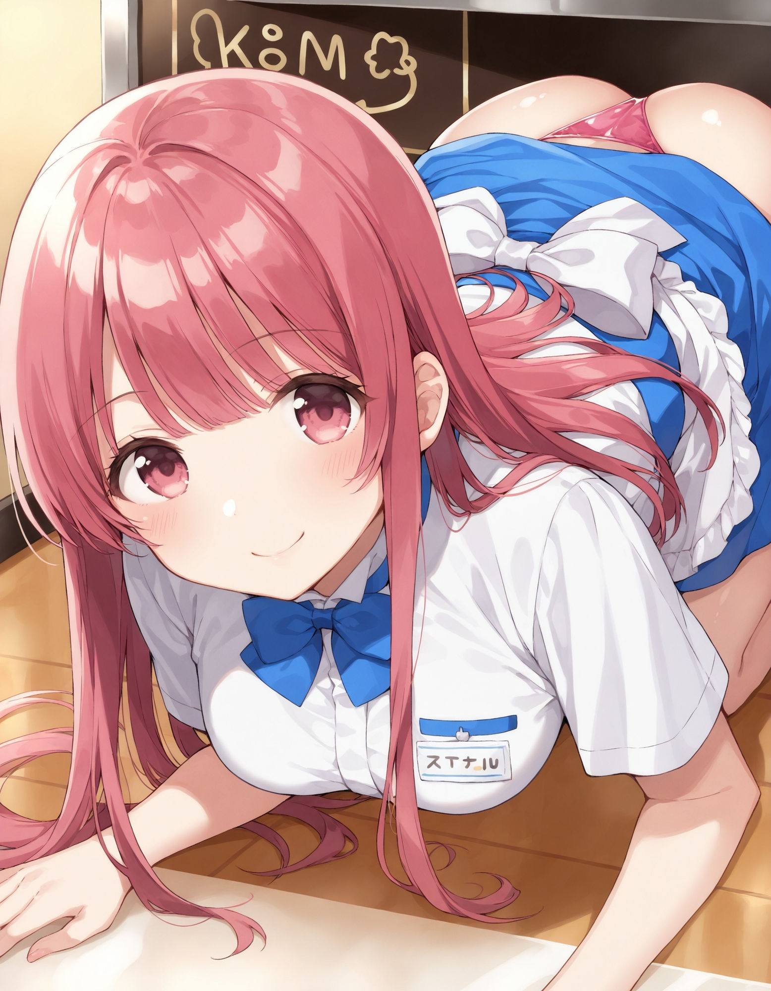ウェイトレスの四つん這いパンチラ サンプル4ページ目