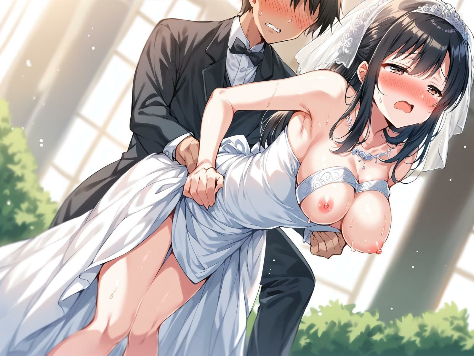 ウェディングドレスの黒髪清楚系をバックではめたおした件 サンプル3ページ目