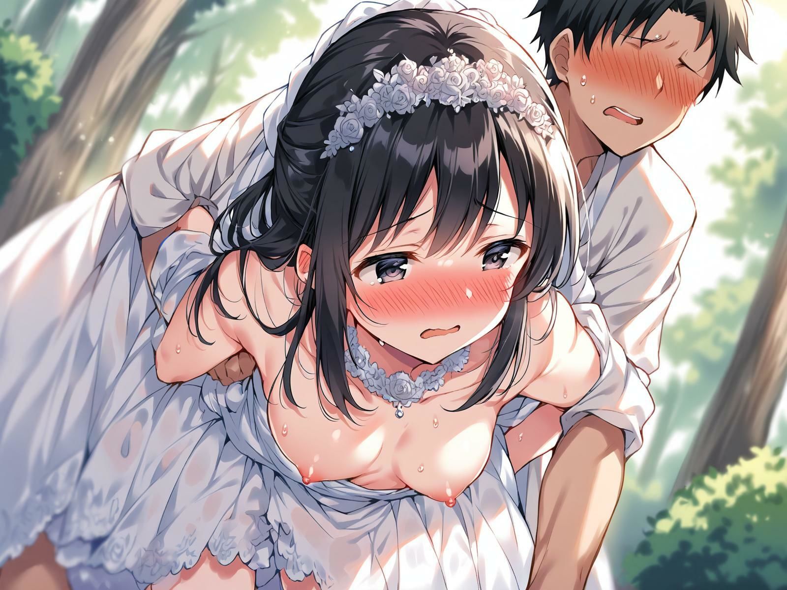 ウェディングドレスの黒髪清楚系をバックではめたおした件 サンプル8ページ目
