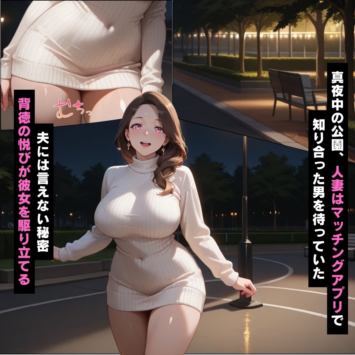 欲求不満な巨乳人妻がマッチングアプリを使って性欲を発散する話【セリフ付き】 サンプル1ページ目