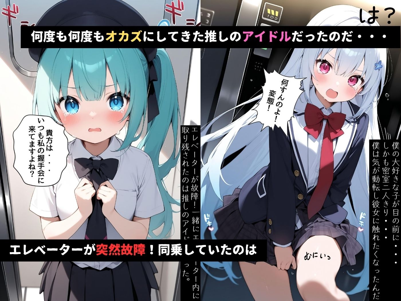 エレベーターが故障！同乗していたのは推しのアイドルだったんだ。 サンプル1ページ目