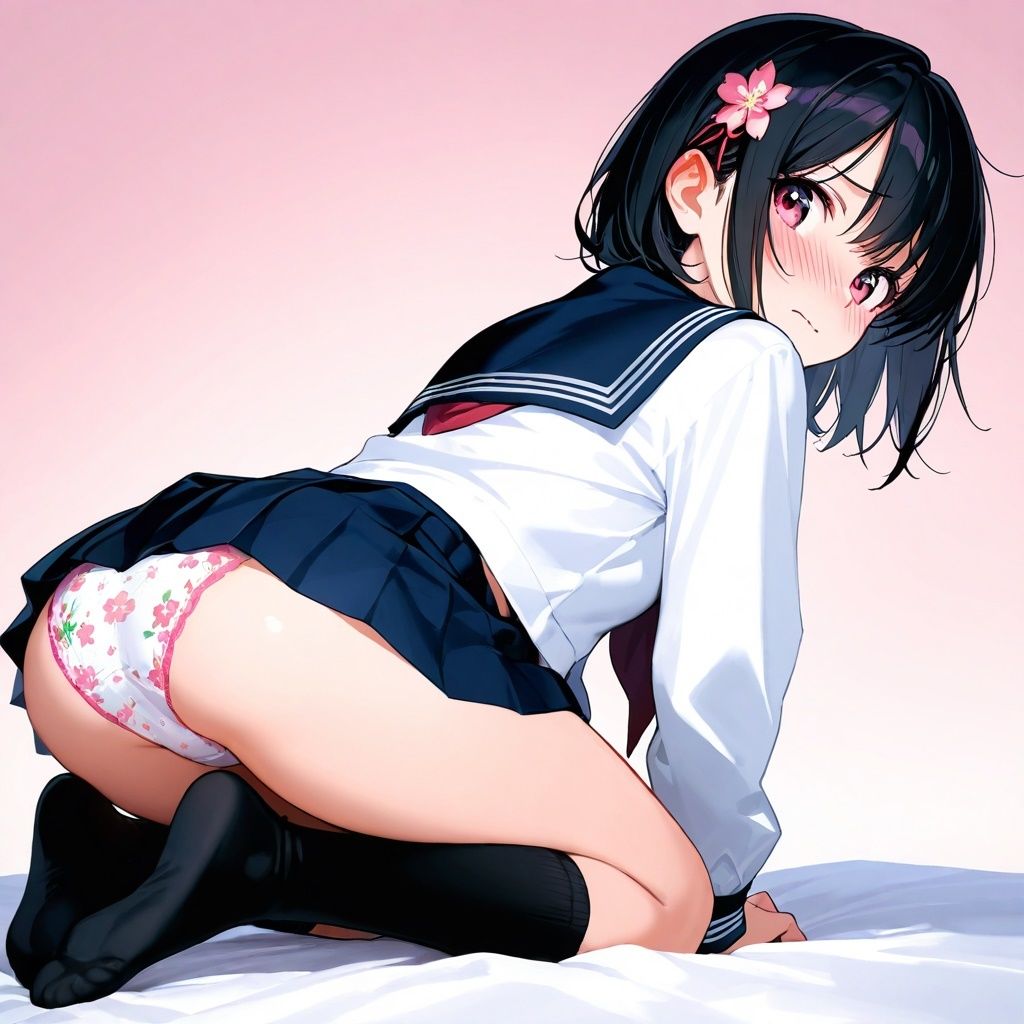 黒ハイソックスJKの四つん這いパンチラ サンプル8ページ目