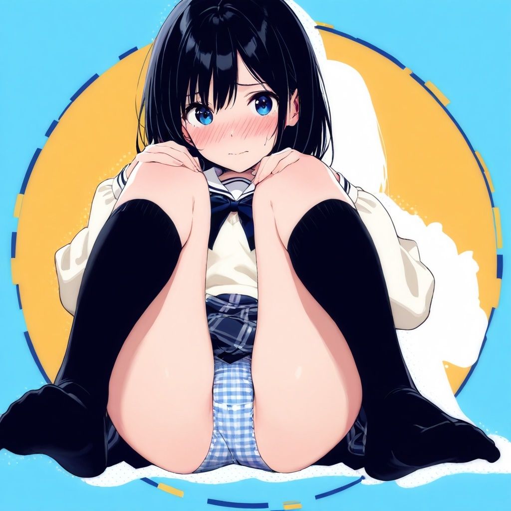 黒ハイソックスJKのM字パンチラ サンプル1ページ目