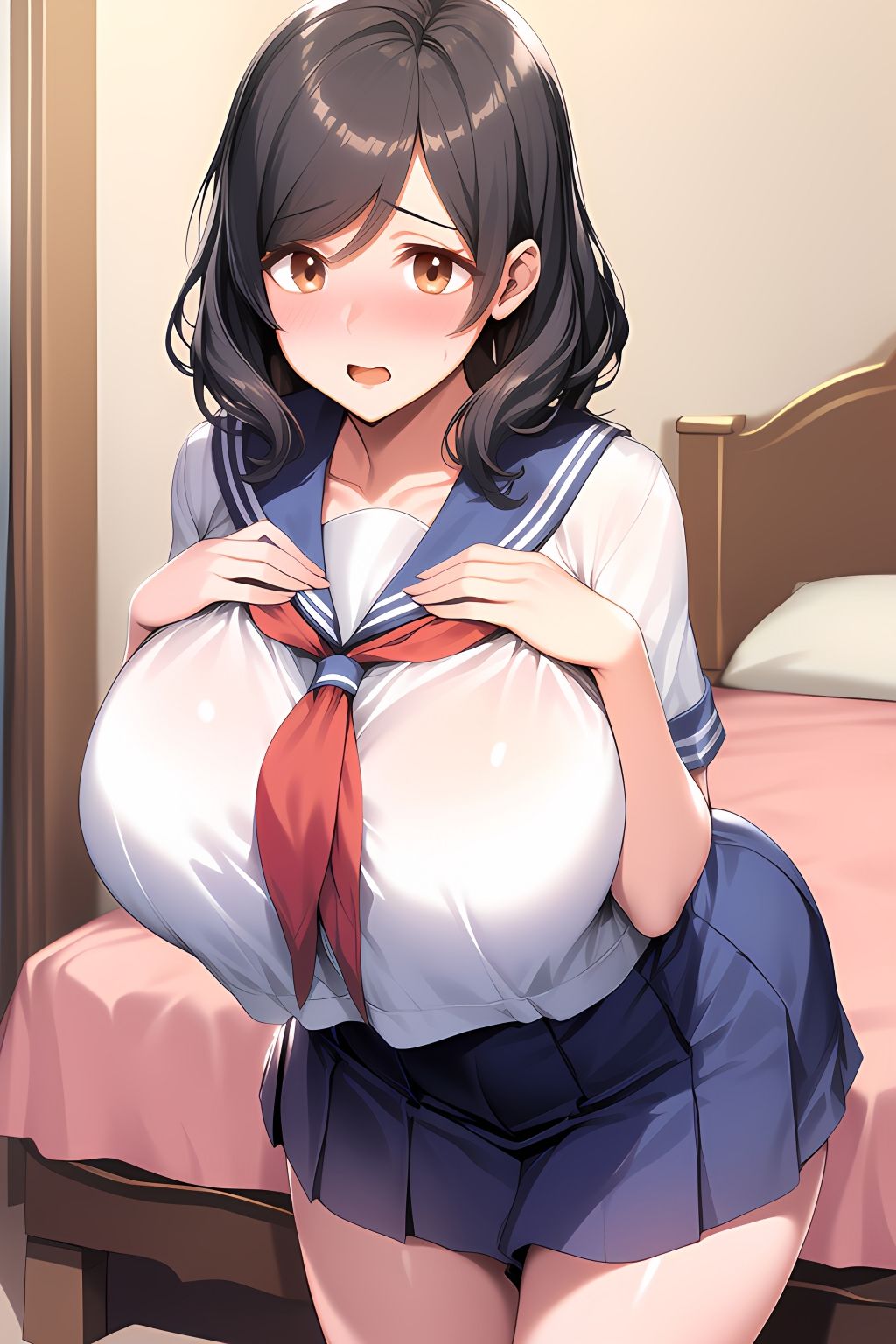 爆乳人妻にセーラー服を着せたらドスケベになった サンプル1ページ目