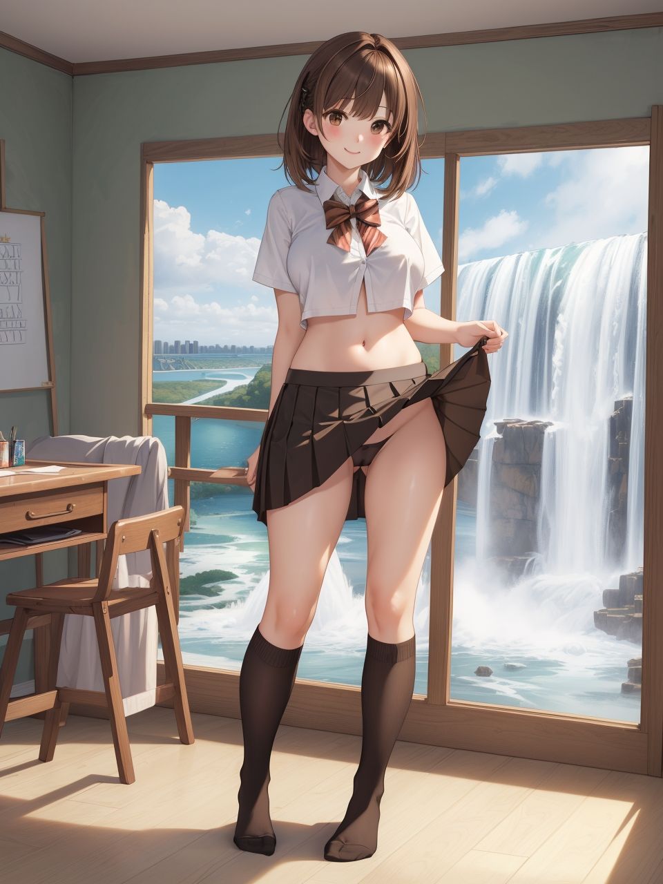 滝の風景にたたずむ美少女たち〜AIイラスト集〜 サンプル4ページ目