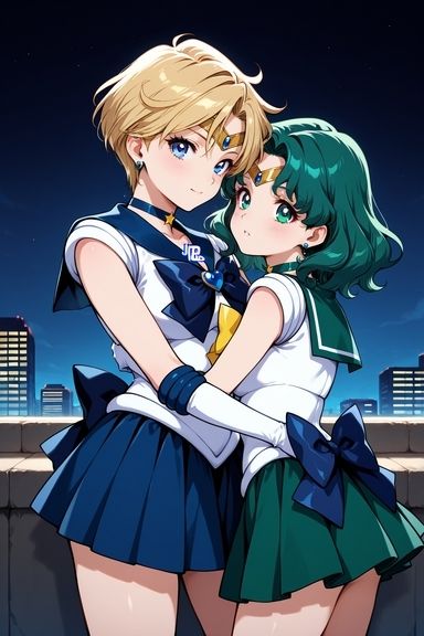セーラーウラ◯スとネ◯チューンの百合プレイ サンプル1ページ目