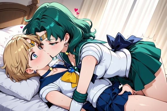 セーラーウラ◯スとネ◯チューンの百合プレイ サンプル2ページ目