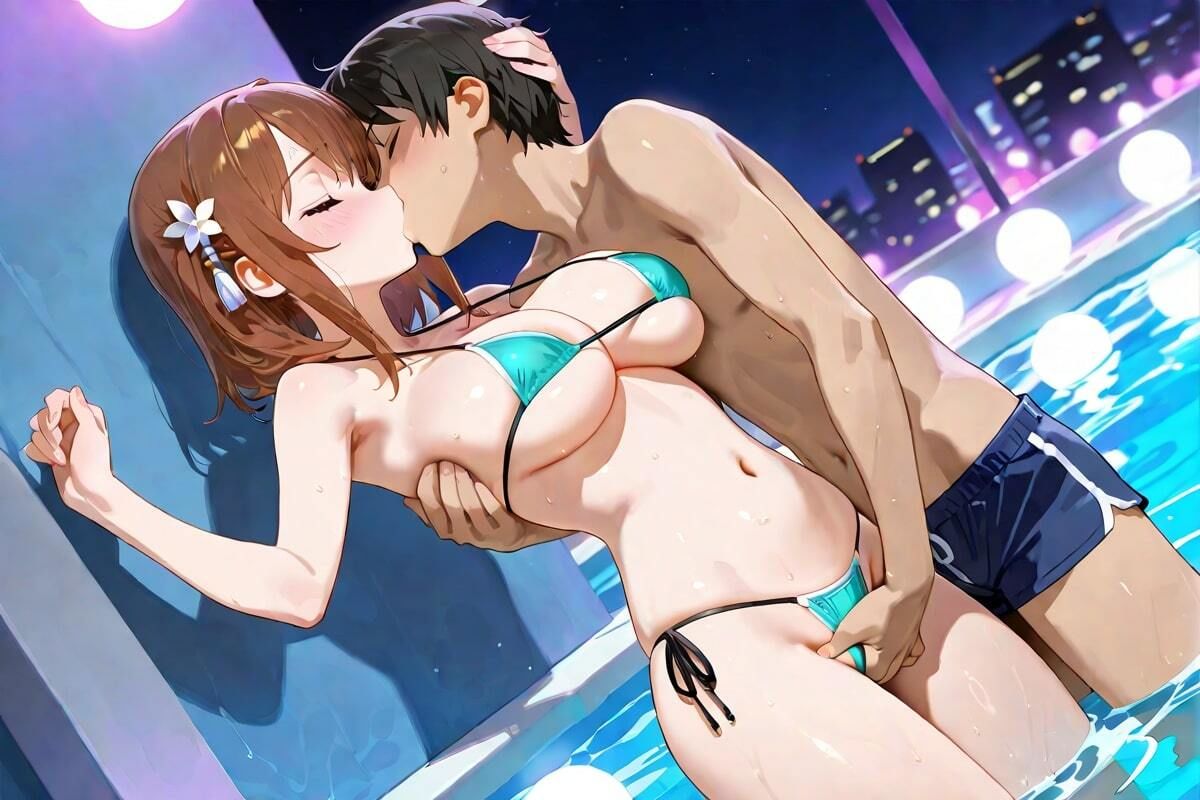 夜のプールサイド  濡れた素肌、熱いキスと恋の予感 サンプル3ページ目
