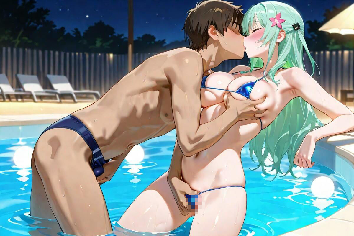 夜のプールサイド  濡れた素肌、熱いキスと恋の予感 サンプル5ページ目