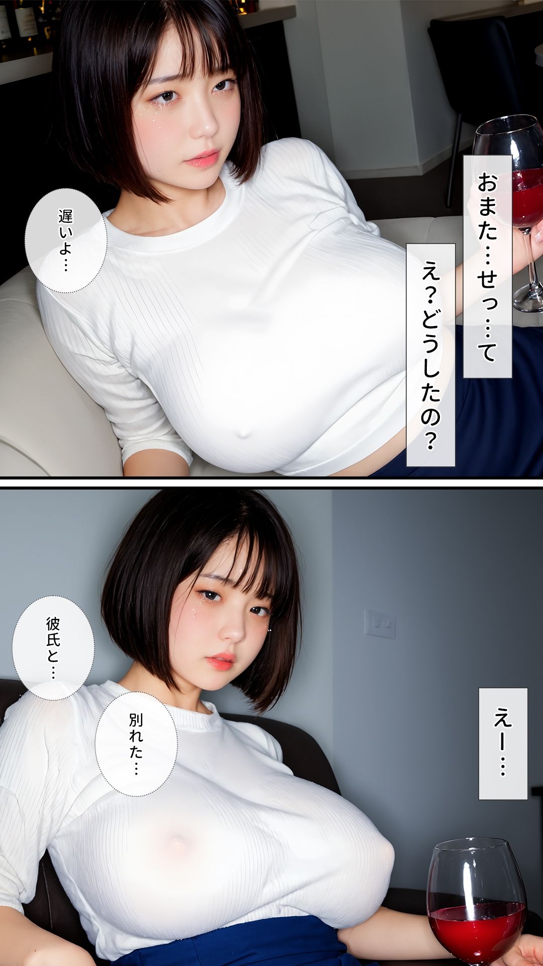 変態姉妹レズビアン 巨乳巨尻の汗だくイチャキスで禁断百合相姦｜クンニ・ディルド・貝合せ｜卑猥モザイク仕様｜最上級AI生成リアル実写系 サンプル1ページ目
