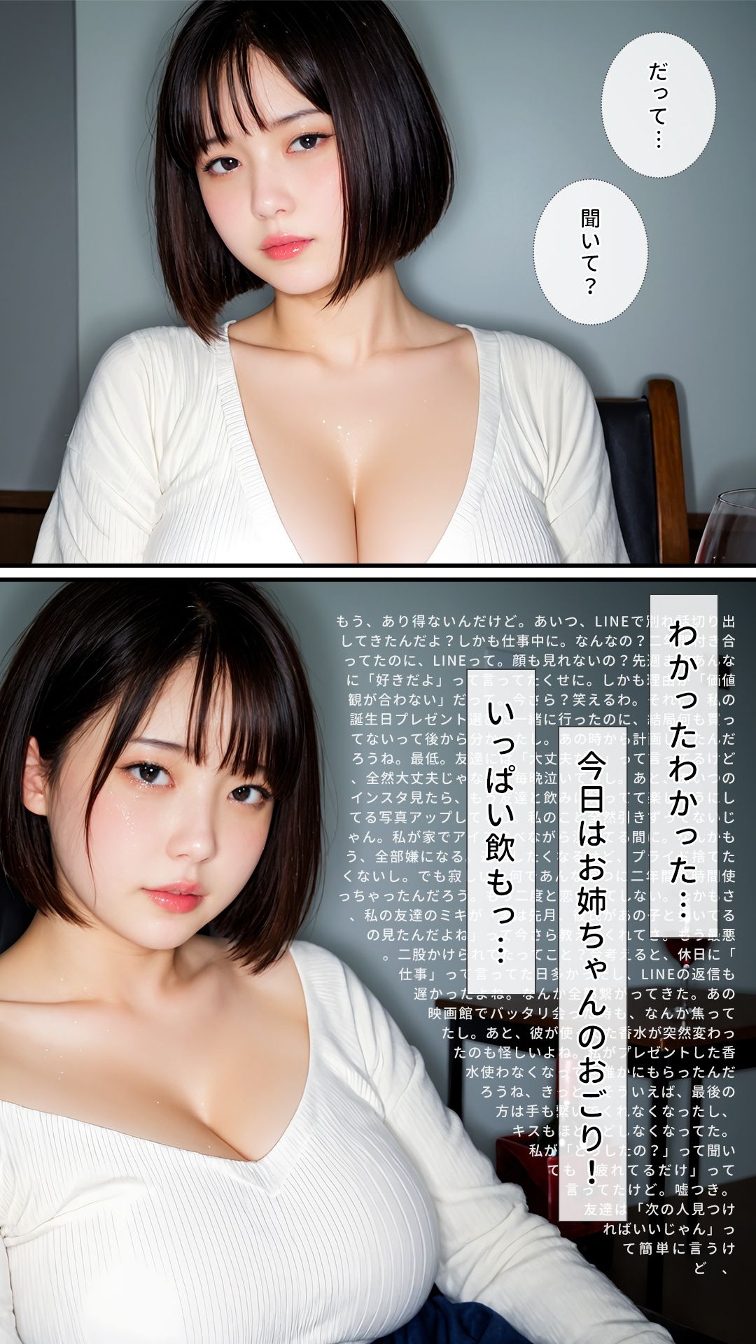 変態姉妹レズビアン 巨乳巨尻の汗だくイチャキスで禁断百合相姦｜クンニ・ディルド・貝合せ｜卑猥モザイク仕様｜最上級AI生成リアル実写系 サンプル2ページ目