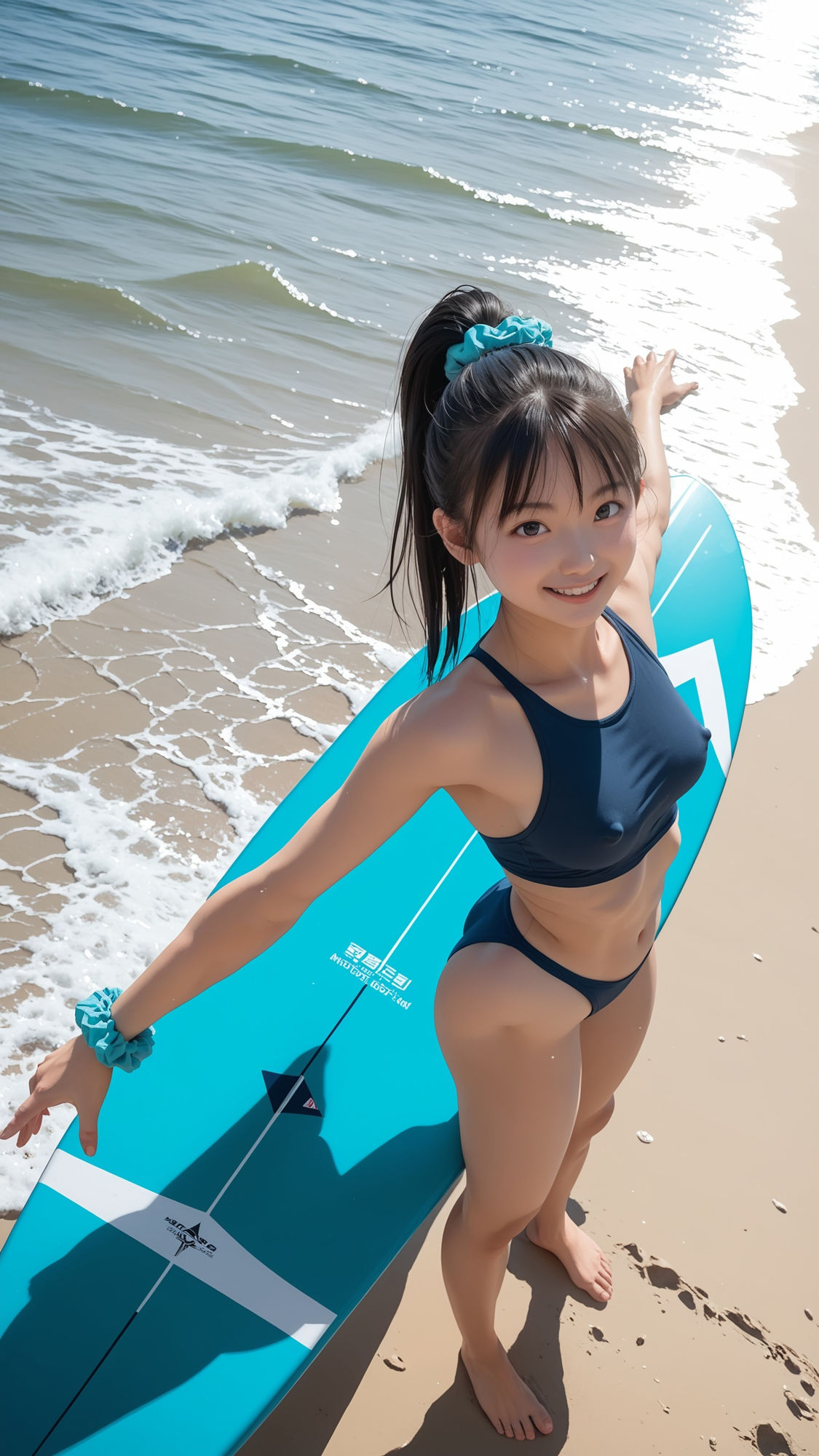 ひと足早い海開きで波乗りしている美女。 サンプル4ページ目
