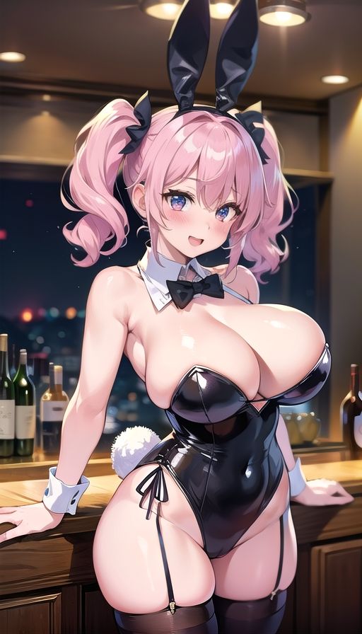 桃色髪巨乳娘バニーガール サンプル1ページ目