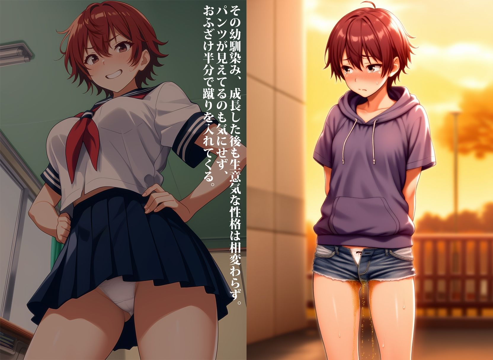生意気ボーイッシュな爆乳幼馴染が、お漏らしマゾになるまで過去改変した件 サンプル1ページ目