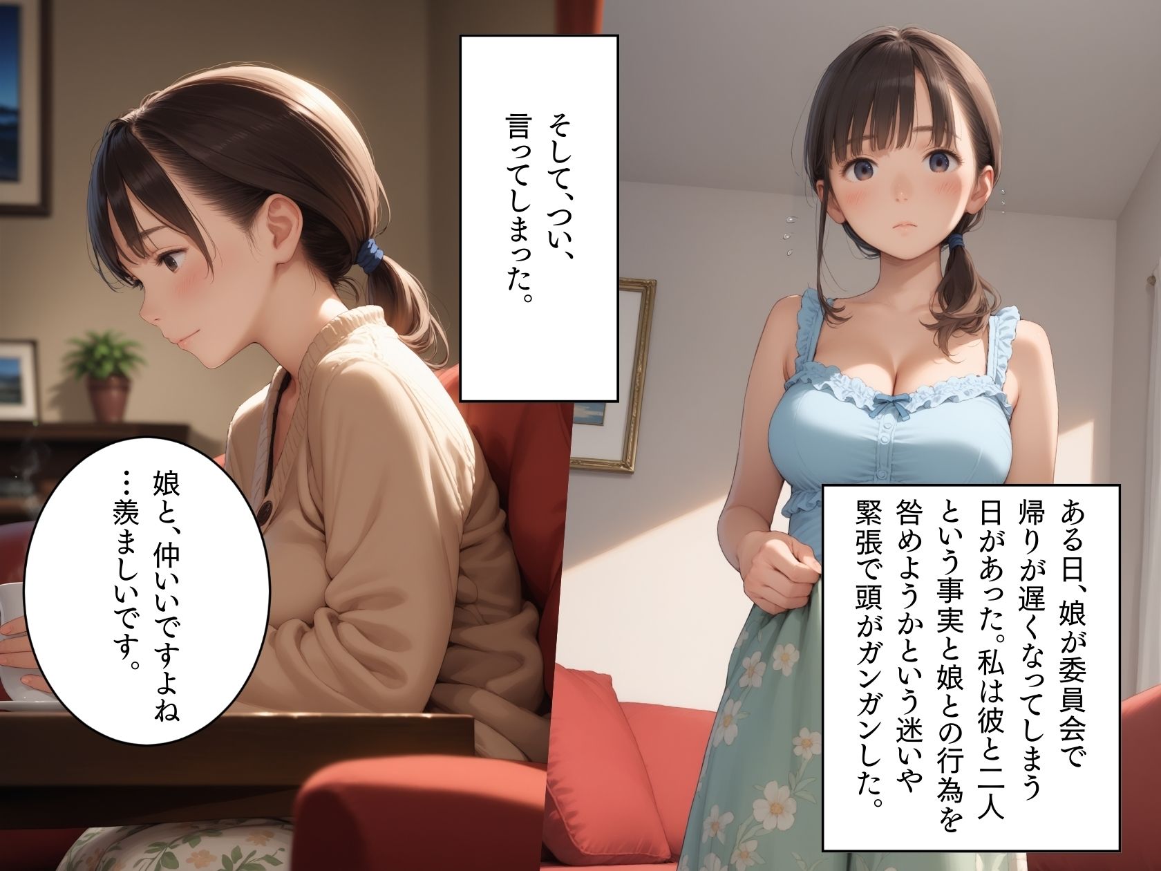 家庭教師と娘のHをみたお母さんが欲情してしまい、娘から寝取ってしまった話 サンプル4ページ目
