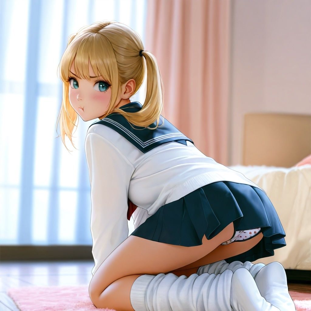 ルーズソックスJKの四つん這いパンチラ〜リアル風ver〜 サンプル4ページ目